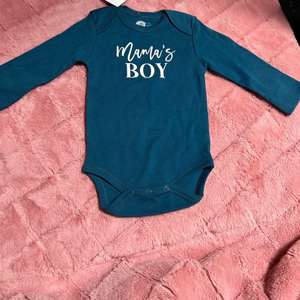 Charming Blue 'Mama's Boy' Long Sleeve Bodysuit